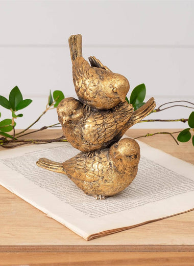Stacked Gold Tone Bird Figurine