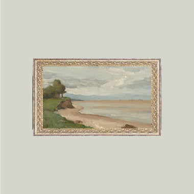 12x7 Beach Near Etretat Antique Art in Frame