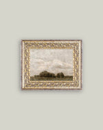 10x8 Tree and Cloud Landscape Antique Art in Frame
