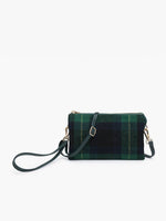 Riley Plaid 3 Compartment Crossbody - Green