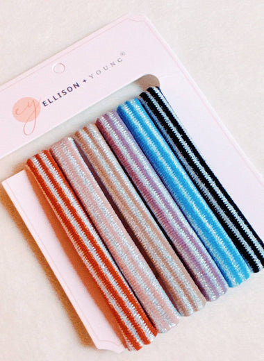 Striped Hair Ties S/6