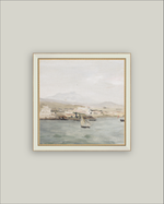 9x9 Sailboat Landscape Framed Antique Art