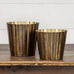 7" Gold Ribbed Planter