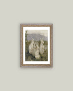 8x10 Bunnies in a Field Framed Antique Art