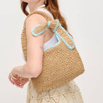 Ella Straw Tote Bag - Natural Red