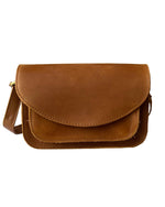 Genuine Leather Crossbody: Light Brown
