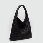 Tiara Woven Hobo Tote Bag With Pouch - Khaki