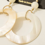 Mother Of Pearl Shell Circle Cutout Drop Earrings - Gold