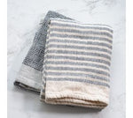 Blue Waffle/Stripe Towels S/2