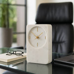 White Marble with Brass Table Clock