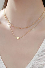Gold Dipped Layered Heart Necklace - Gold
