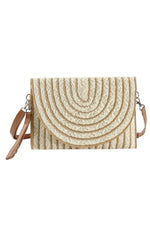Georgia Striped Straw Crossbody/Clutch -  Beige
