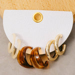 Metallic And Marble Resin Hoop Earrings Set - Gold