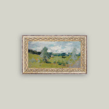 12x7 Abstract Landscape Antique Art in Frame