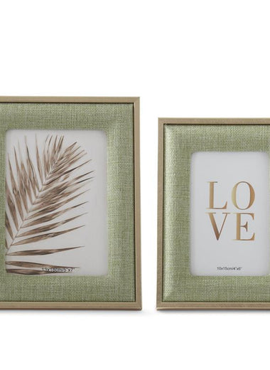 Light Green Linen & Gold Photo Frame