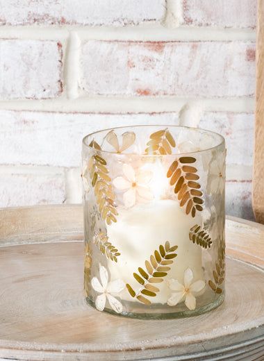 5" Dried Botanical Glass Hurricane