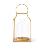 20.5" Gold Metal Trapezoid Lantern w/ Glass Hurricane