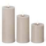 Taupe LED Pillar Candle w/ Timer - 3" Dia.