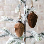 4" Flocked Acorn Ornament