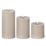 Taupe LED Pillar Candle w/ Timer - 4" Dia.