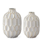 White Glass & Gold Embossed Vase