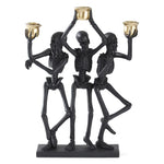 Black Resin Skeleton Trio Taper Candle Holders