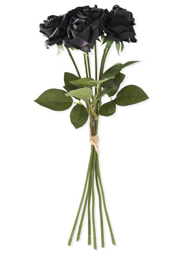 17" Black Real Touch Full Bloom Rose Bunch