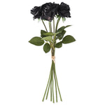 17" Black Real Touch Full Bloom Rose Bunch
