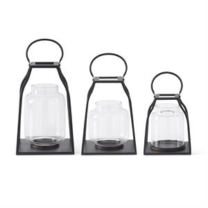 Black Metal Trapezoid Lantern