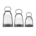 Black Metal Trapezoid Lantern