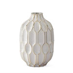 White Glass & Gold Embossed Vase