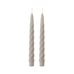 Taupe Spiral LED Taper Candles S/2
