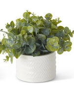 7.25" Eucalyptus in Ribbed White Ceramic Vase