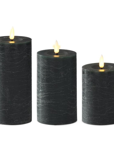 Green LED Pillar Candle w/ Timer - 4" Dia.
