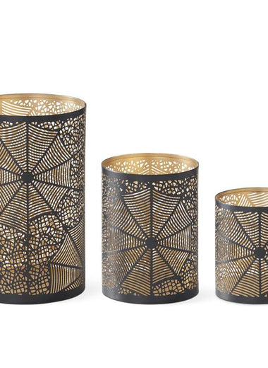 Black Metal Spider Web Cutout Candle Holder