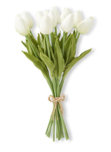 13" White Real Touch Mini Tulip Bundle
