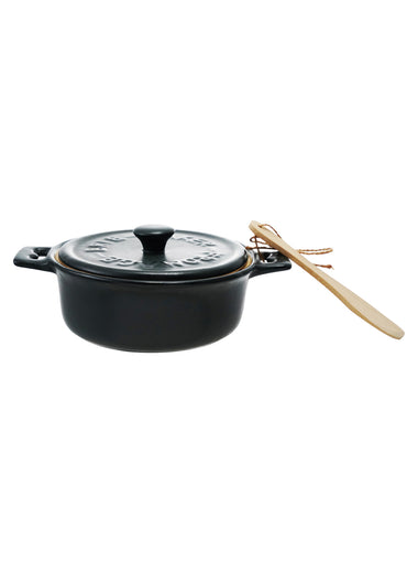Stoneware Brie Baker with Bamboo Spreader