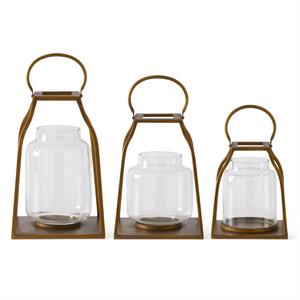 Gold Metal Trapezoid Lantern