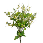 19" Leafy Cream Blossom Bush