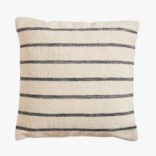 20" Dark Gray Stripe Woven Wool Blend Pillow