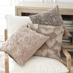 20x20 Cotton Stone Washed Gray Floral Embroidered Pillow
