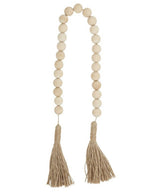 Natural Wood Beads w/ Jute Tassel