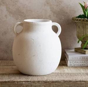 12" White Two-Handled Jug Vase