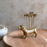 Brushed Gold Dog Cocktail Pick Set