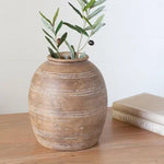 12" Brown Terracotta Line Vase