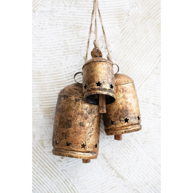 Metal Bell with Star Cut-outs on Jute Rope