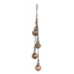 11-1/2"H Hanging Metal Jingle Bells with Jute Rope, Antique Brass Finish