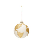 Globe Ornament in White & Gold Finish