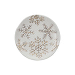 6" Round Stoneware Plate w/ Gold Electroplated Snowflakes