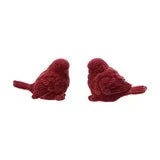 Flocked Burgundy Chickadee